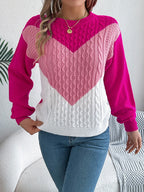 Colorblock cable knit sweater - View 13 | WEUXS