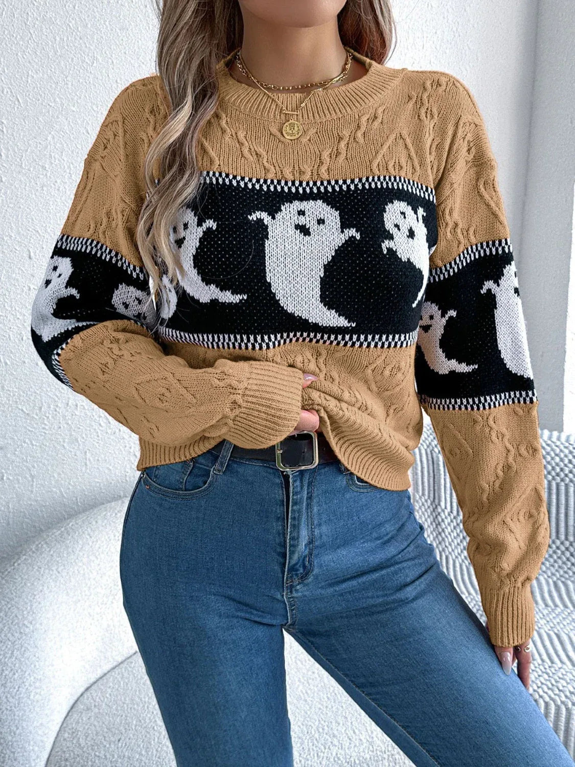 Ghost Cable Knit Sweater - View 15 | WEUXS