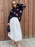 Whimsical Mushroom Oversized Crewneck Sweater - WEUXS