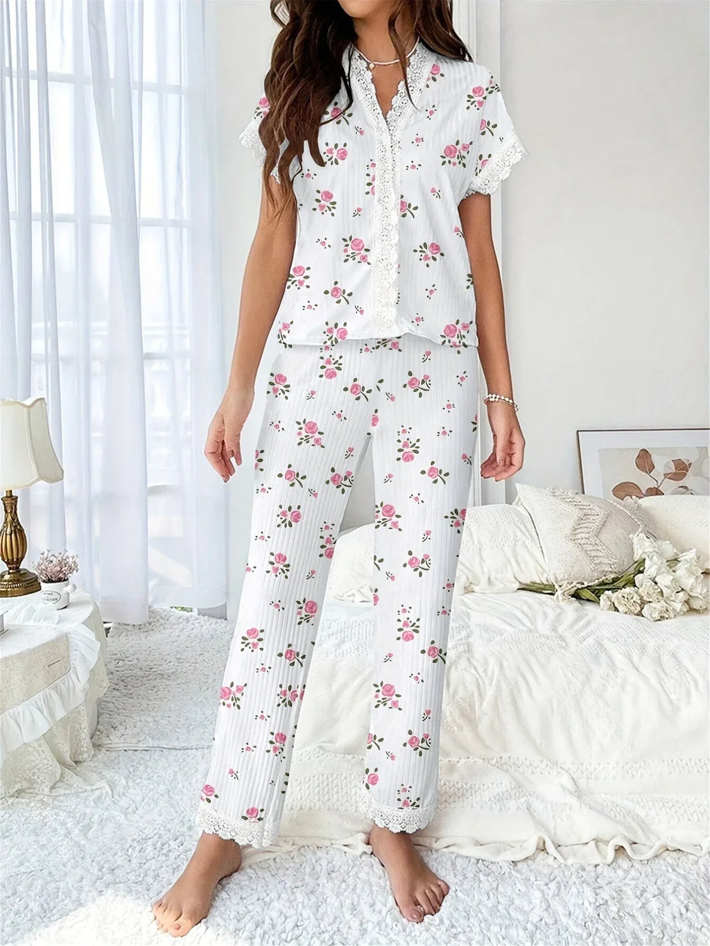 Ribbed Cherry Pajama Set - View 22 | WEUXS