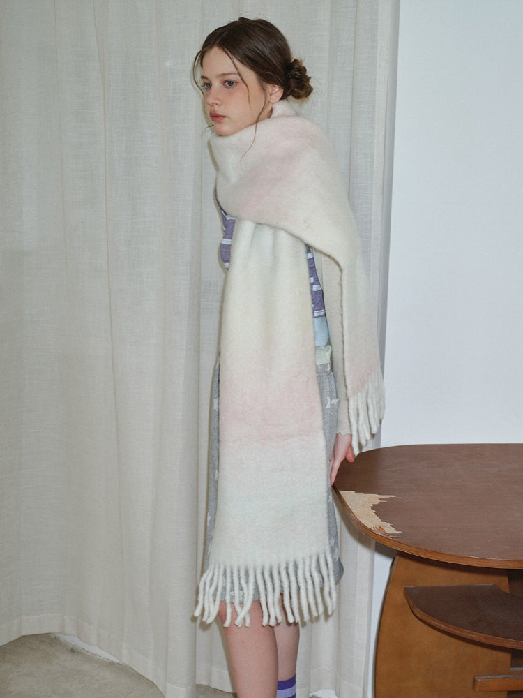 Gradient Wool Blend Scarf - View 7 | WEUXS