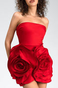 Strapless 3D Flower Mini Dress | Dress In Beauty