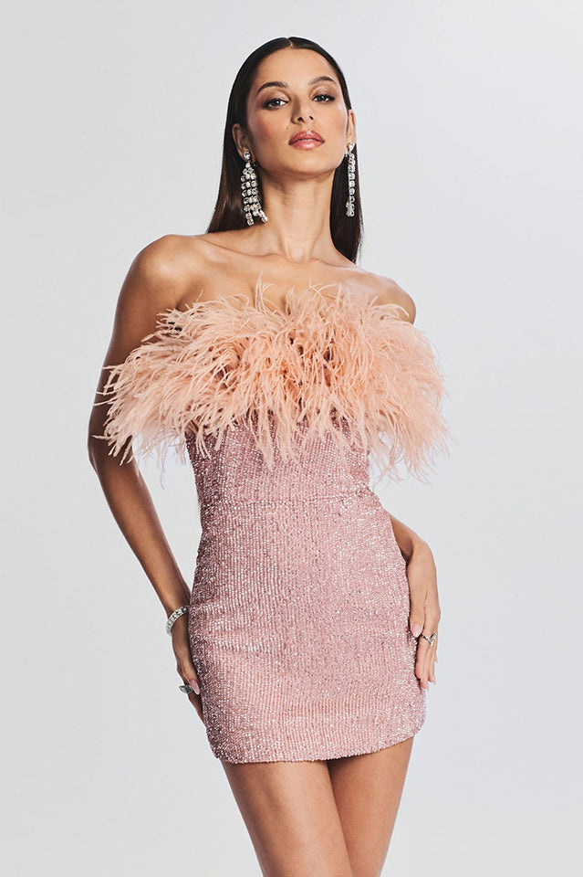 Torin Sequin Feather Dress | Dress In Beauty
