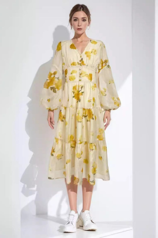 Elegant Floral Tea Dress | Dress In Beauty