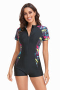 Surf Print Long Sleeve One Piece Swimsuit | Dress In Beauty