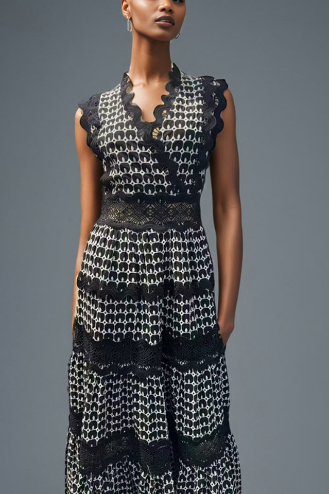 Laser Cut Wavy Trim Maxi Dress | Dress In Beauty