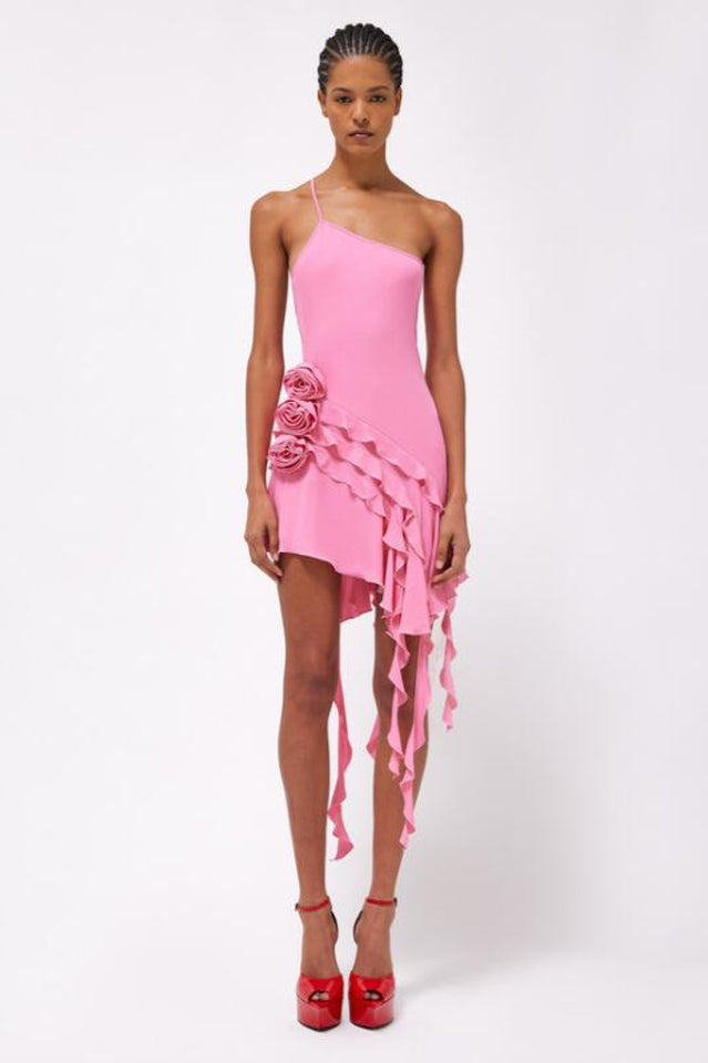 Rose-Detail Ruffled Mini Dress | Dress In Beauty
