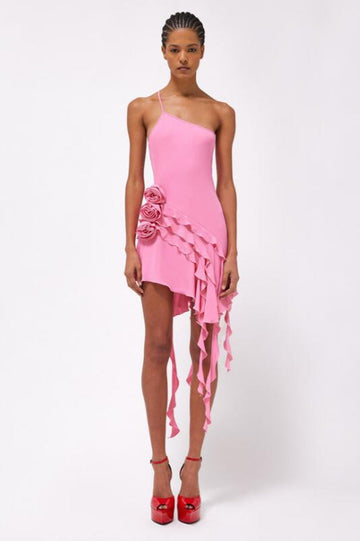 Rose-Detail Ruffled Mini Dress | Dress In Beauty