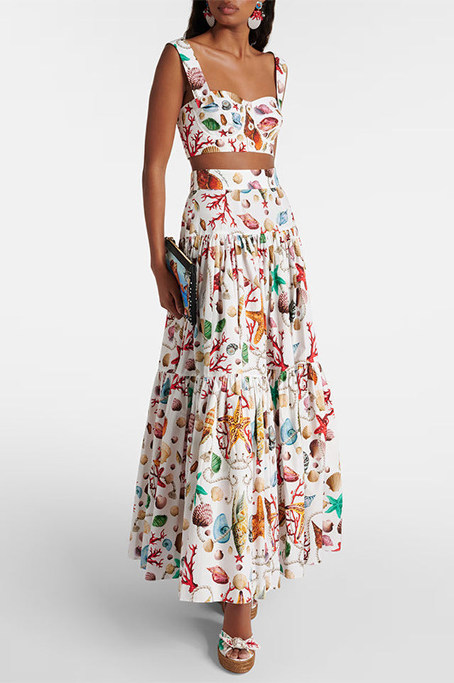 Capri Printed Crop Top & Skirt Set | Dress In Beauty