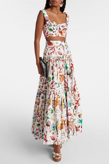 Capri Printed Crop Top & Skirt Set | Dress In Beauty