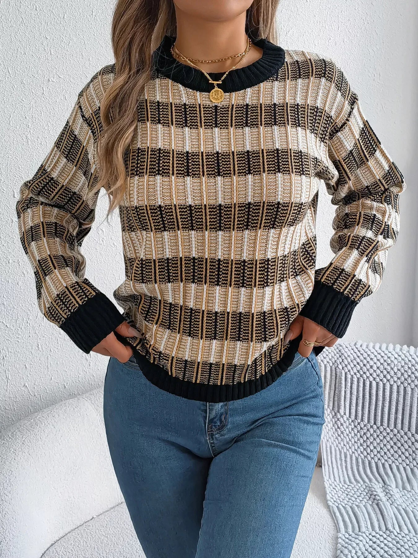 Vintage Lantern Sleeve Knit Sweater - View 11 | WEUXS