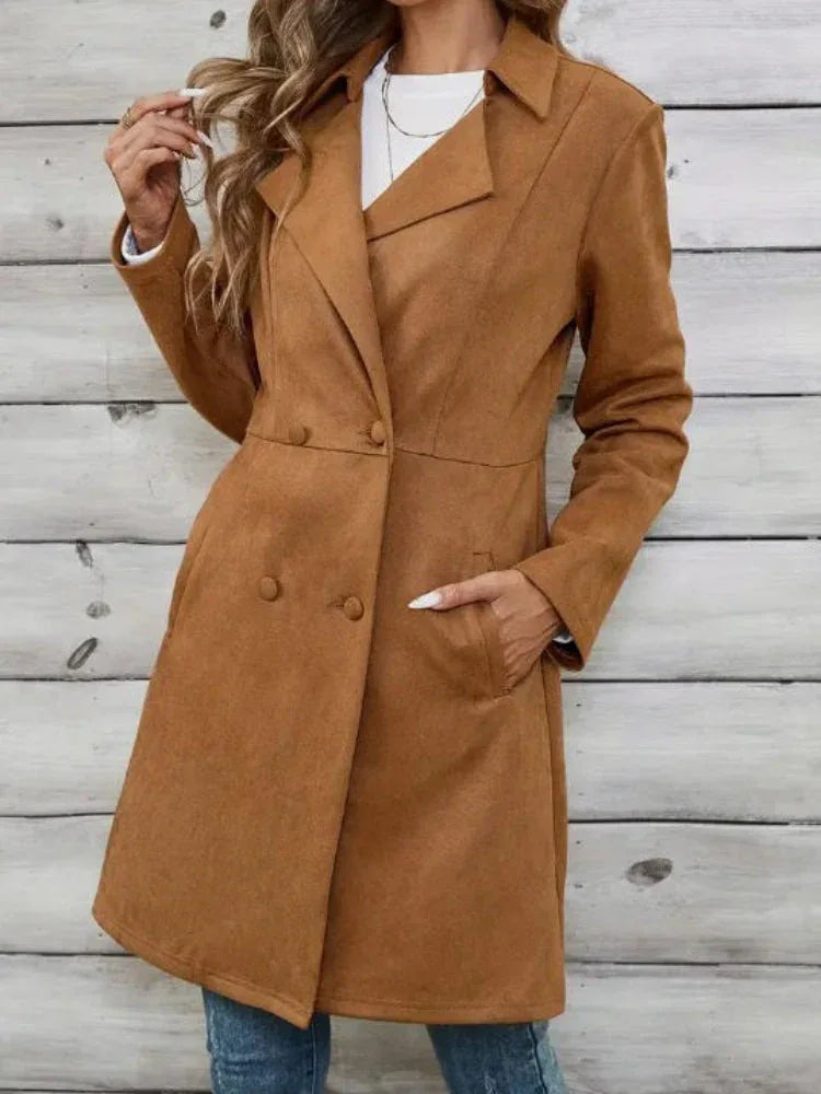 The Harper Faux Suede Mid-Length Coat - WEUXS