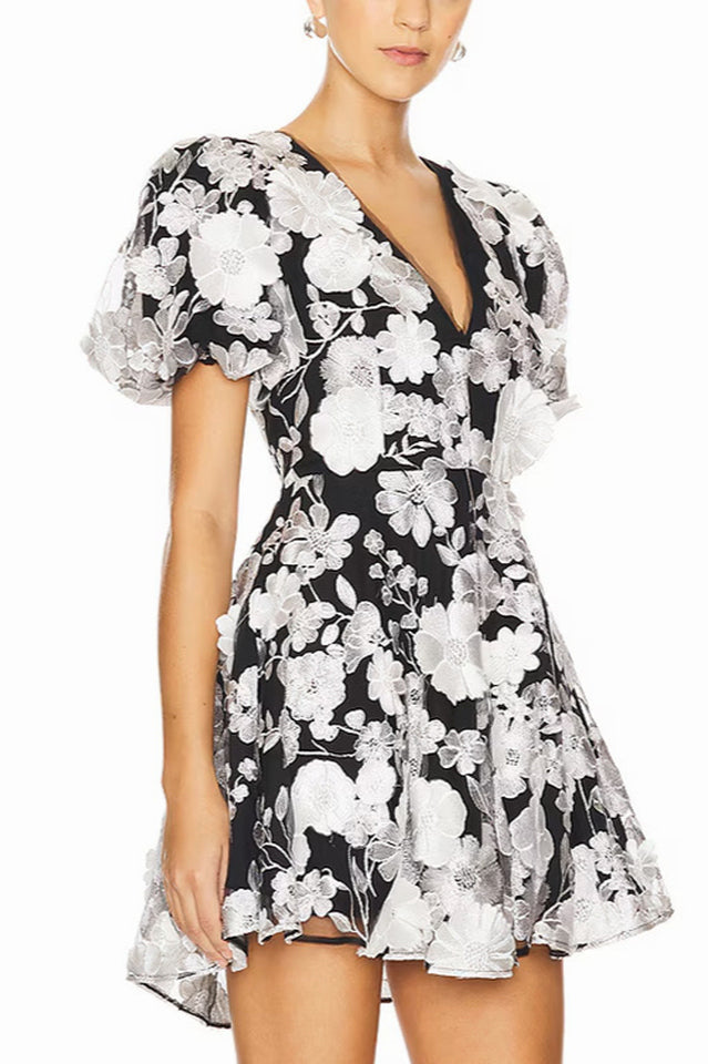 Chayan Flower Embroidery Mini Dress | Dress In Beauty