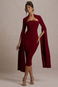 Berry Bodycon Cape-Sleeve Midi Dress | Dress In Beauty
