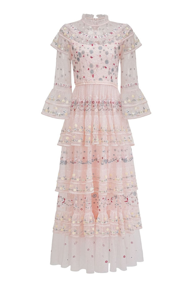 Margot Pink Embroidered Vintage Dress | Dress In Beauty