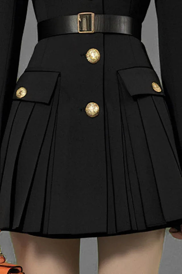 Pleated Fit and Flare Dress with Collar Secondary image