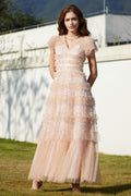 Sequin Layered Ruffle Tulle Maxi Dress | Dress In Beauty