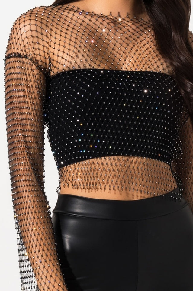 Black Stone Mesh Blouse | Dress In Beauty