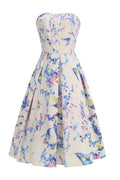 Strapless Floral Corset A Line Midi Dress | Dress In Beauty
