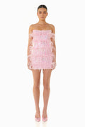 Senara Strapless Sequin Feather Mini Dress | Dress In Beauty