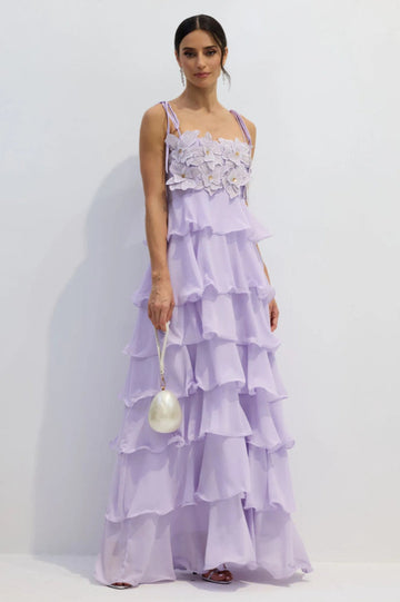 Clara Diamante Flower Tiered Slip Dress | Dress In Beauty