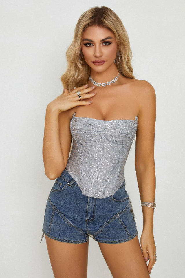 Sequin Strapless Bustier Top | Dress In Beauty