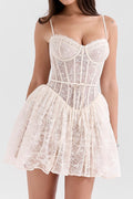 Louisa Vintage Cream Lace Mini Dress | Dress In Beauty
