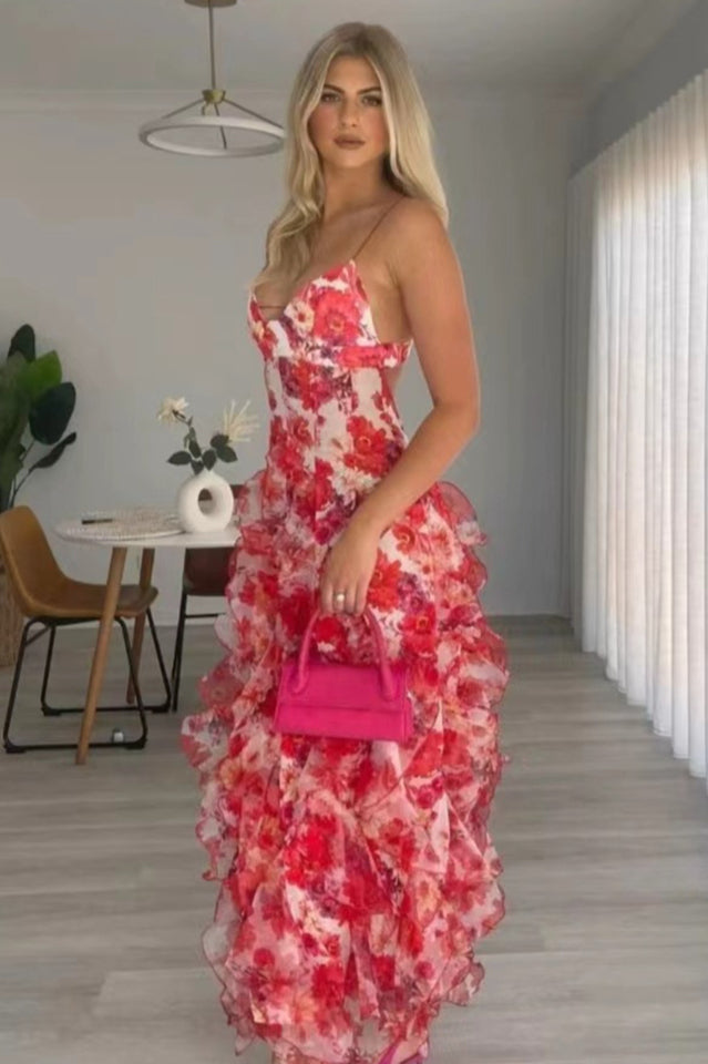 NOÉMIE Ruffled Floral Print Midi Dress | Dress In Beauty