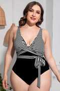 Striped Tie Waist One Piece Swimsuit | Dress In Beauty