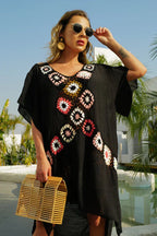 Women's V-neck short sleeve beach cover up - View 6 | WEUXS