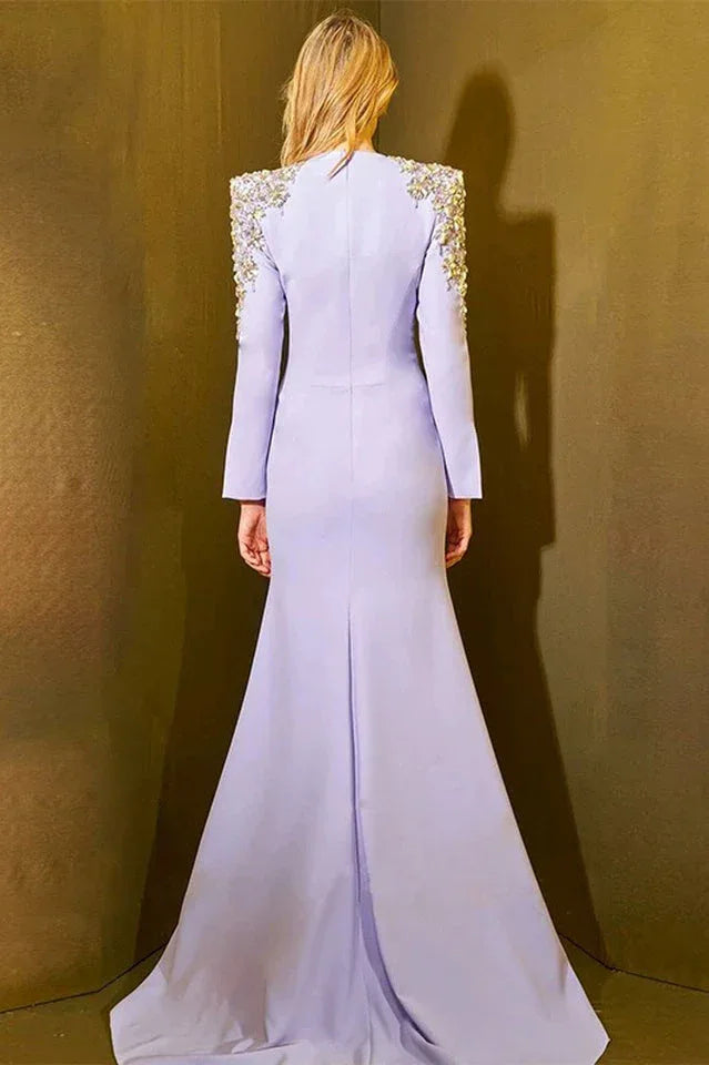 woman wearing an embellished V-neck maxi dress - View 21 | WEUXS