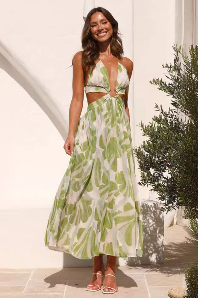 Olivia Floral Printed Cut-Out Midi Dress | Dress In Beauty