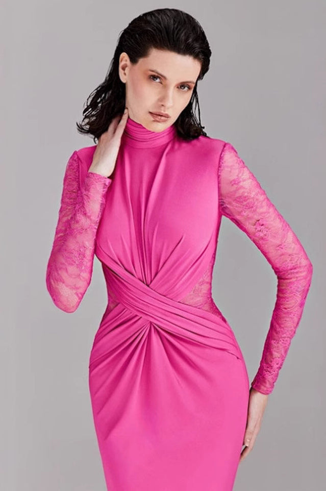 Lace Pleated Waist Bodycon Dress | Dress In Beauty