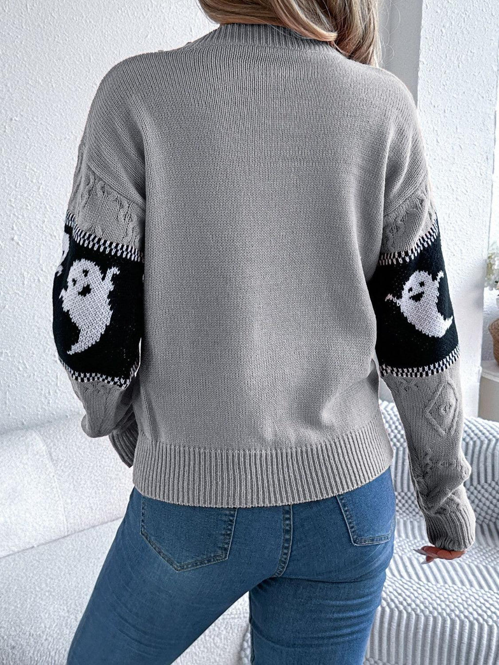 Ghost Cable Knit Sweater - View 8 | WEUXS