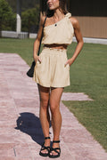 One-Shoulder Crop Top + Smocked Shorts Set | Dress In Beauty