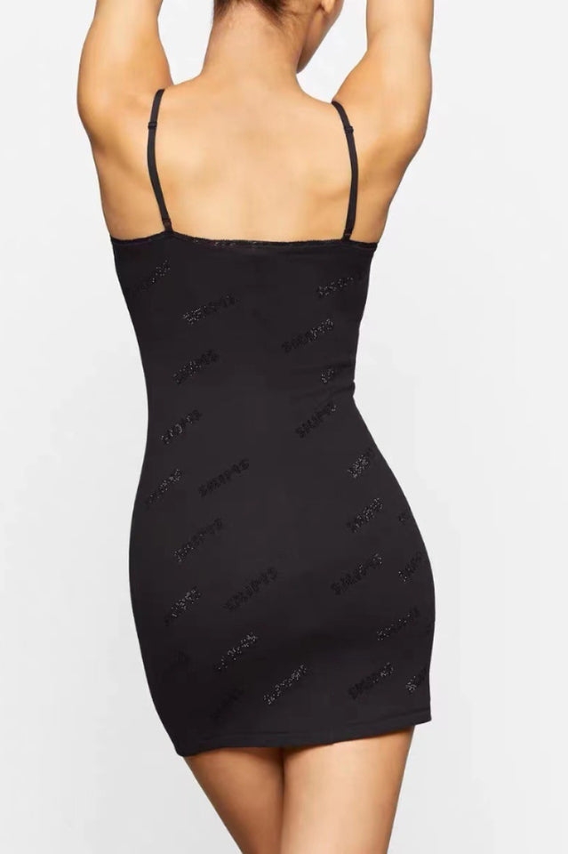Rhinestone Logo Pointelle Mini Slip Dress | Dress In Beauty