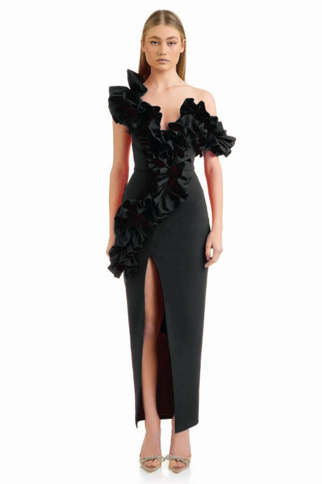 One Shoulder Ruffle Maxi Dress | Dress In Beauty