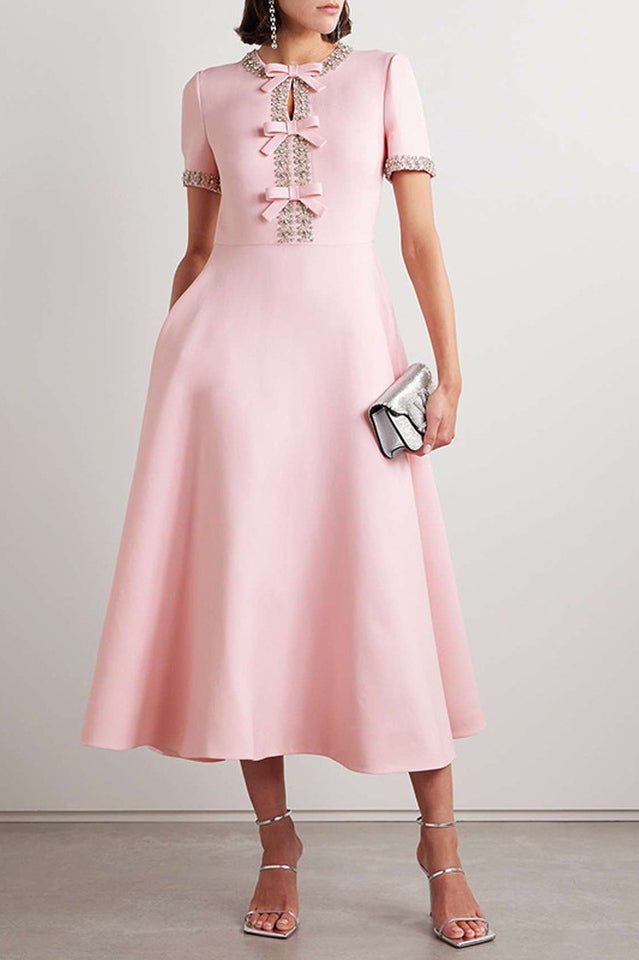 Zoe Bowknot Crystal-Embellished Midi Dress | Dress In Beauty