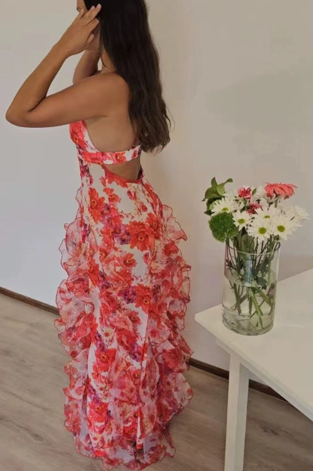 NOÉMIE Ruffled Floral Print Midi Dress | Dress In Beauty