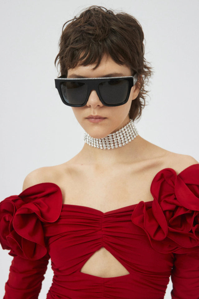 Floral Appliquéd Ruched Crop Top | Dress In Beauty