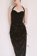 Feather Rhinestones Bodycon Midi Dress | Dress In Beauty