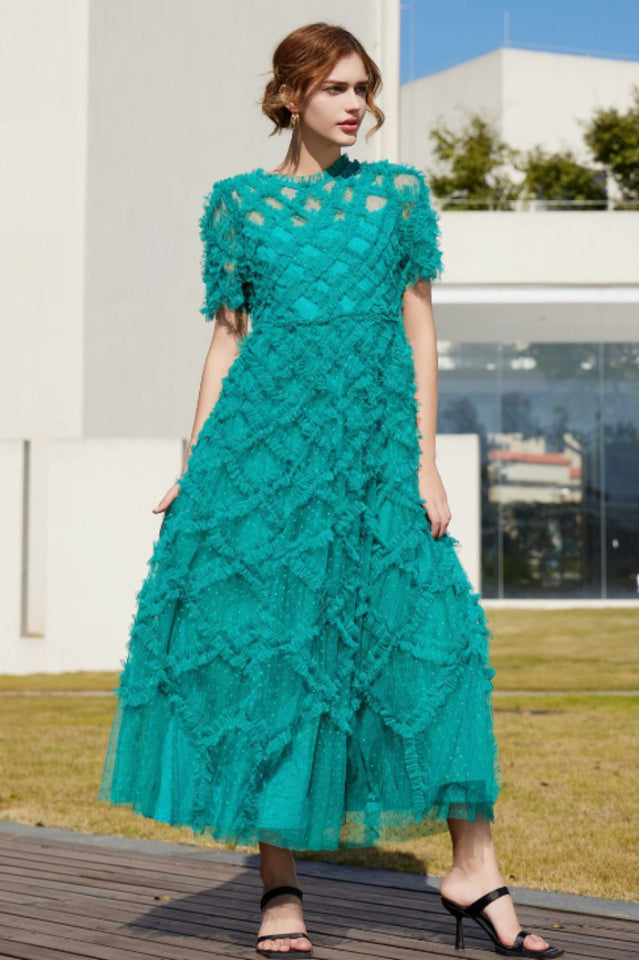 Opulent High Waist Tulle Ruffle Maxi Dress | Dress In Beauty