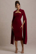 Berry Bodycon Cape-Sleeve Midi Dress | Dress In Beauty