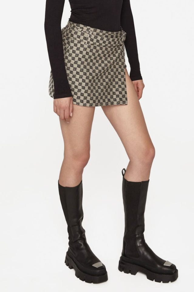 Gray Monogram Mini Skirt | Dress In Beauty