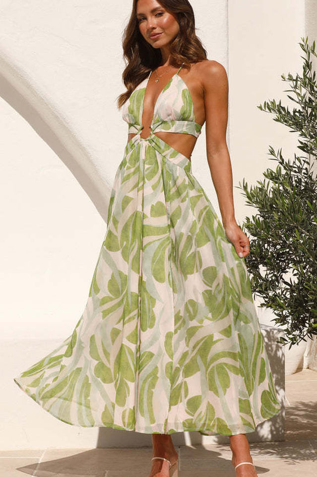 Olivia Floral Printed Cut-Out Midi Dress | Dress In Beauty