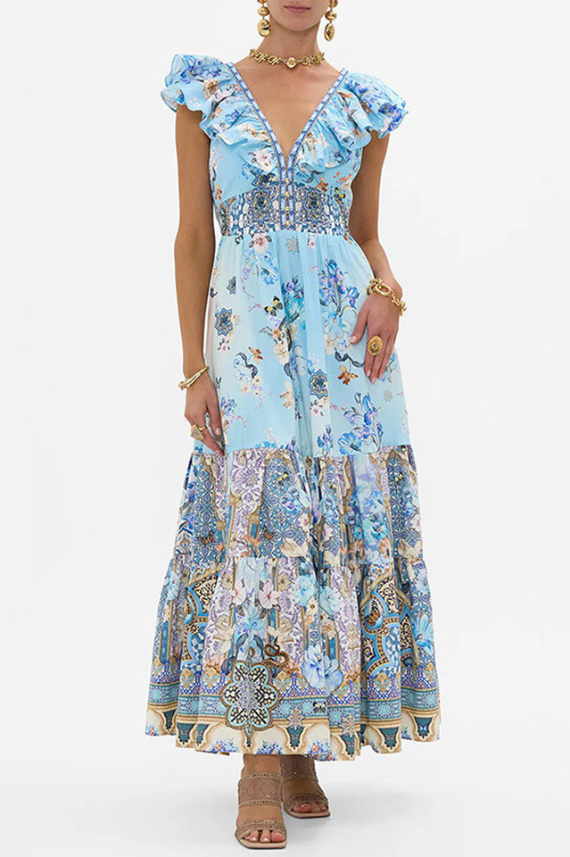 Camilla Ruffled Crystal Embellished Maxi Dress | Dress In Beauty