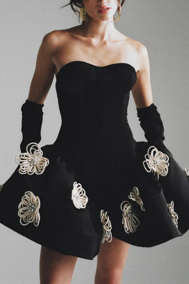 Leona Floral Applique Corset Mini Dress | Dress In Beauty