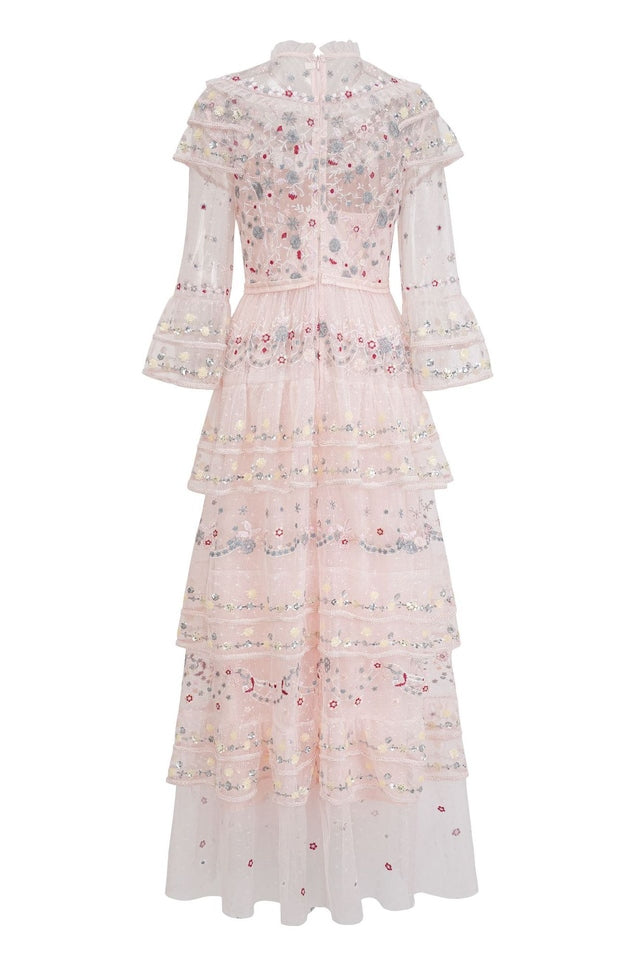 Margot Pink Embroidered Vintage Dress | Dress In Beauty