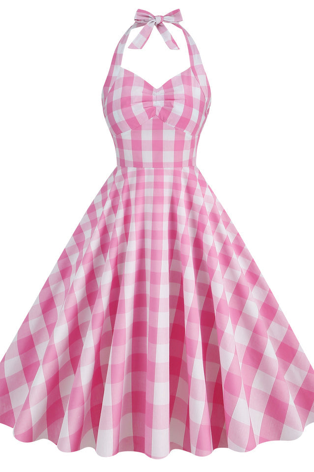 Barbie Movie Margot Pink Plaid Check Dress | Dress In Beauty