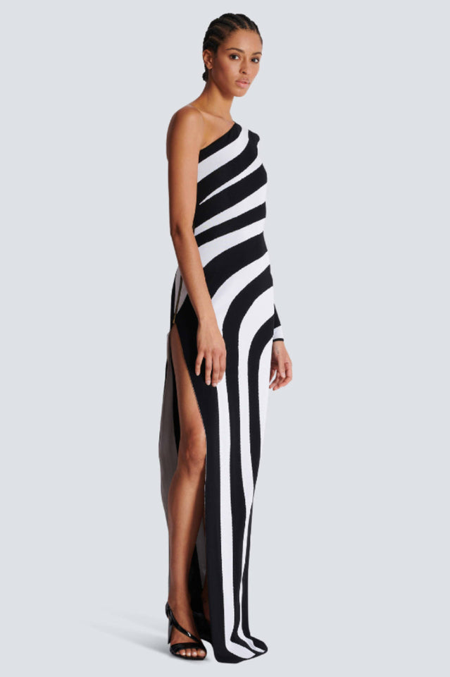 Long Asymmetrical Striped Knit Dress | Dress In Beauty